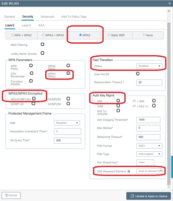 configuración de seguridad WLAN