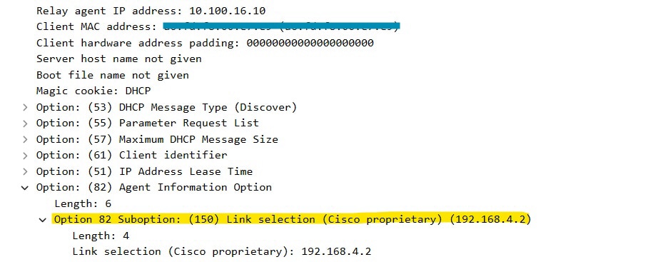 Option 182 suboption 150 su WLC Packet Capture