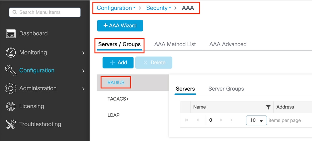 Add RADIUS Server Group