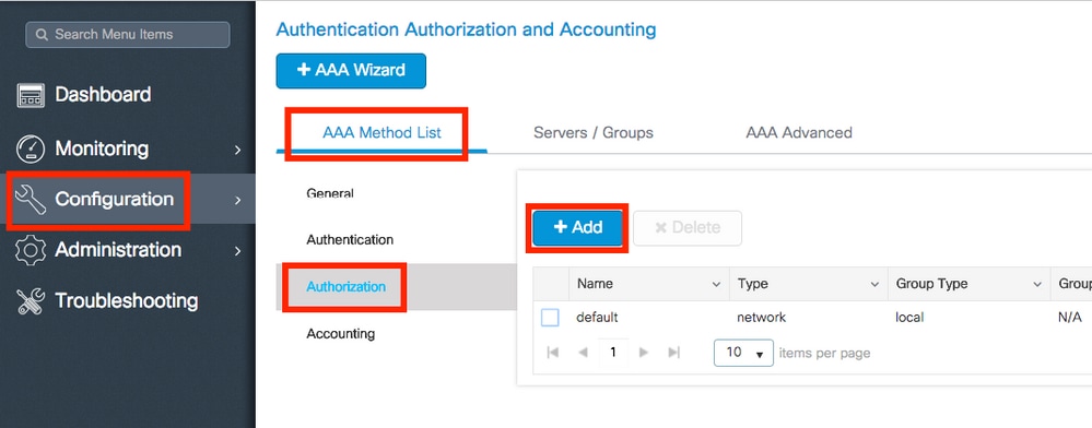 CWA: configuración de autorización AAA