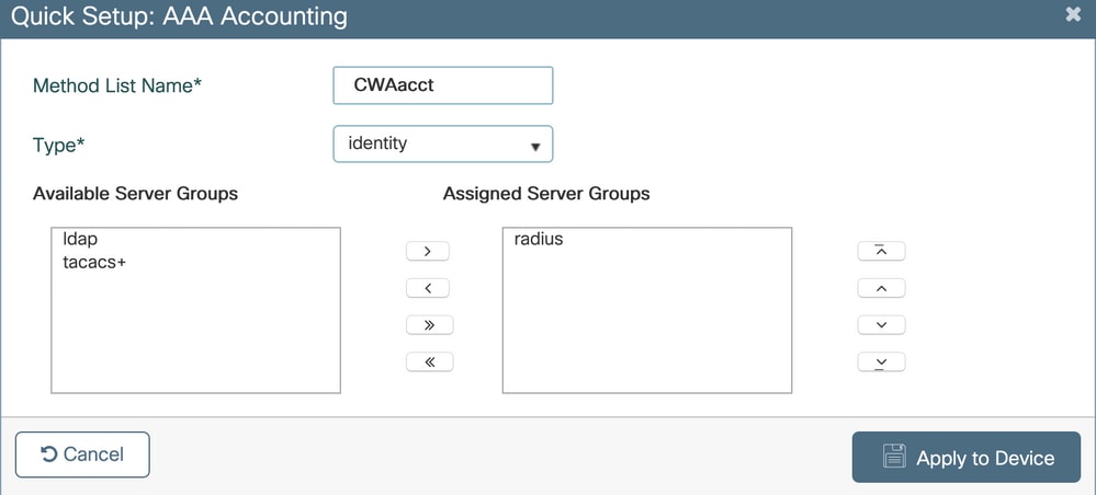 Configuración del Método de Contabilización AAA