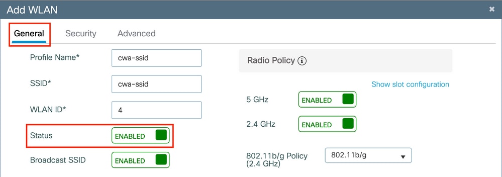 WLAN General Settings