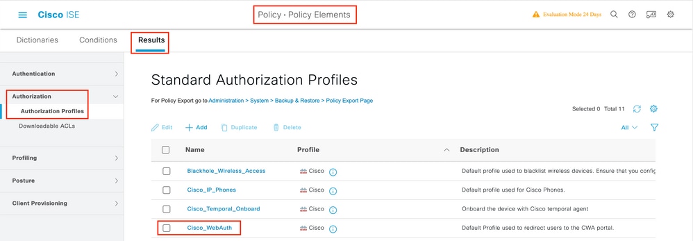 Edit the Authorization Profile