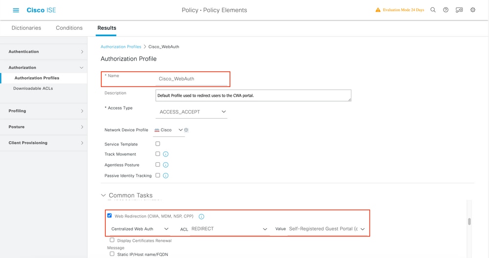 Configuración del perfil de autorización