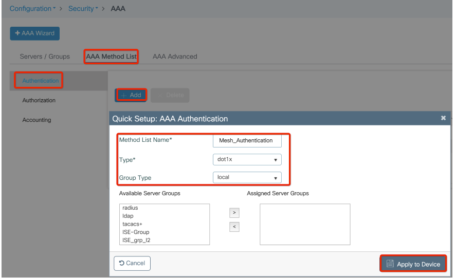 Configuración de autenticación AAA