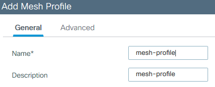 Configurações gerais do perfil do Mesh