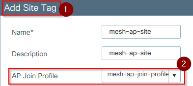 사이트 태그에서 AP 조인 프로파일 설정