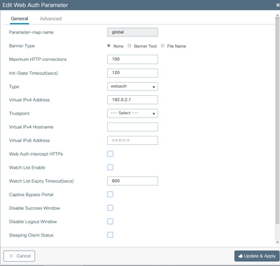 Parameter map settings