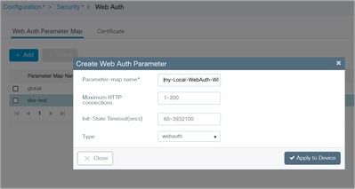 建立webauth引數對應