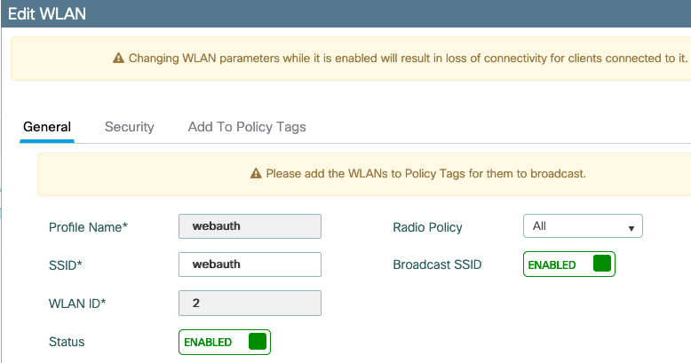 WLAN general settings