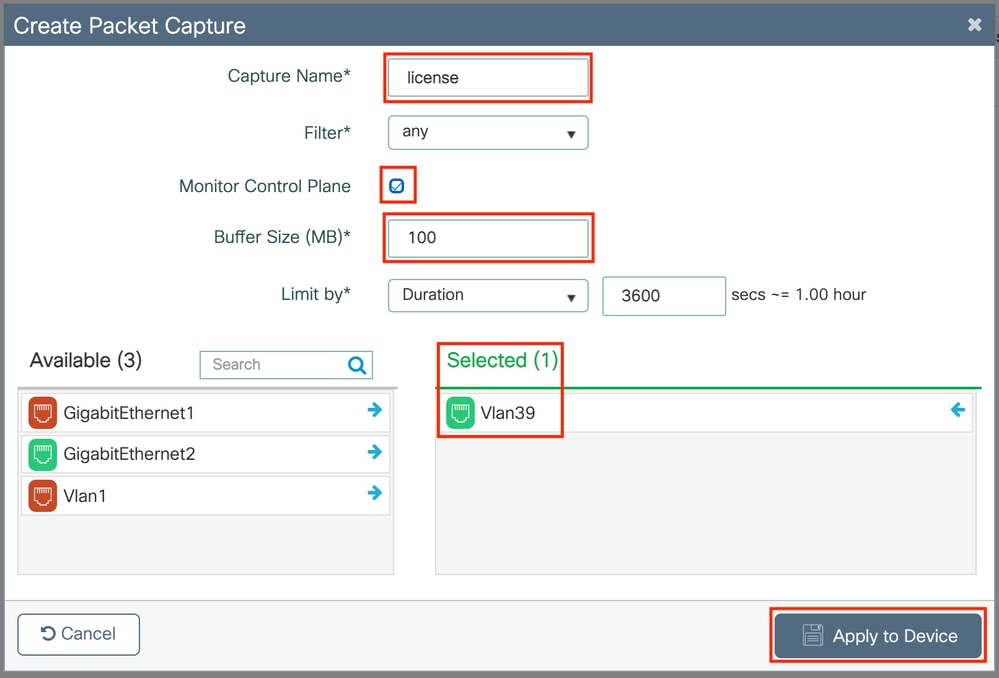 come acquisire la schermata packet capture