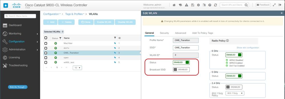 LEAD移行の拡張オープンSSIDの非表示