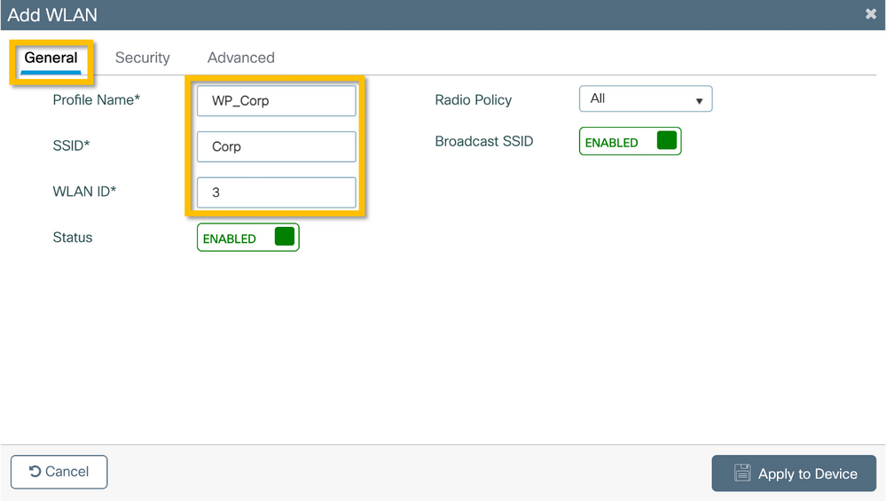 7. WLAN 프로파일 - 일반