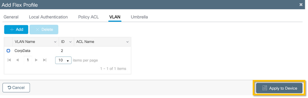 17. Profil flexible - VLAN - Appliquer