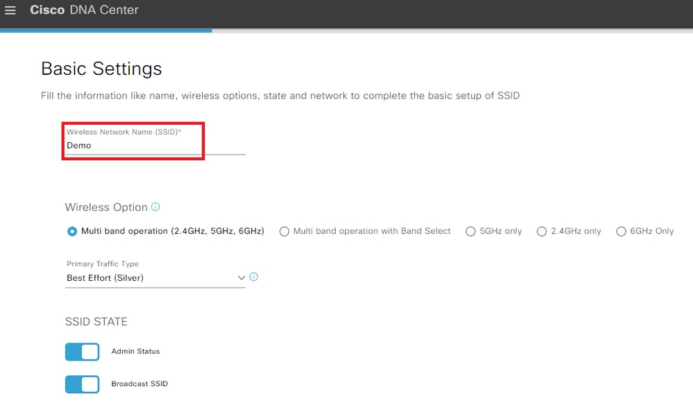 SSID Basic Settings