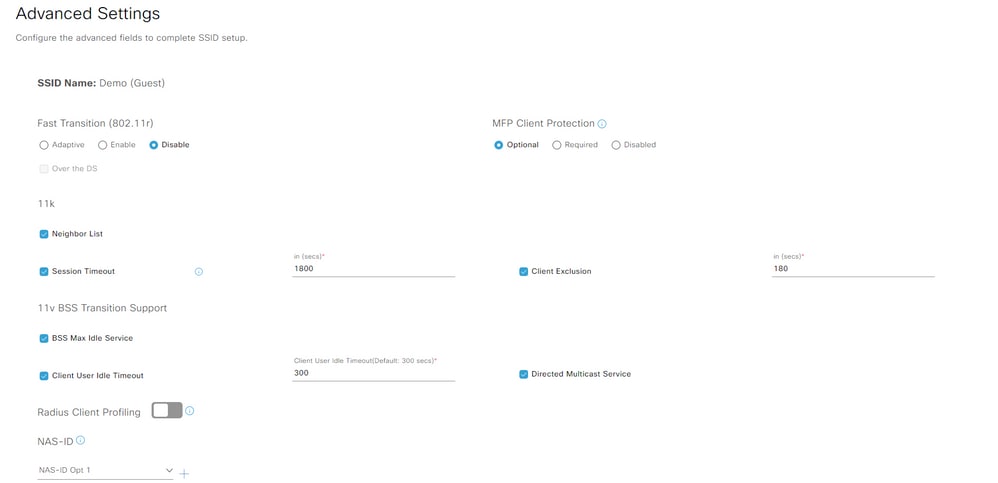 SSID Advanced Settings