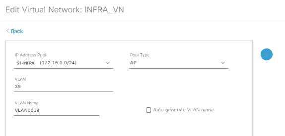 Edit Virtual Network S1 INFRA