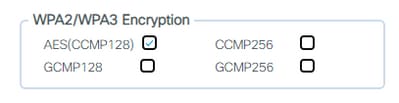 Opções de criptografia WPA2/3