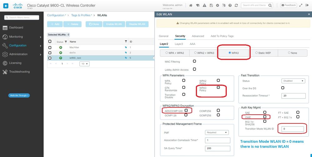 Configuración de seguridad OWE