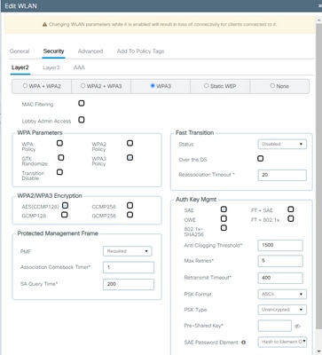 Configuración de WPA3 SAE