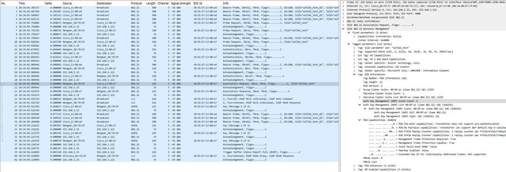 WPA3 SAE + FT NetGear A8000 Solicitud de asociación