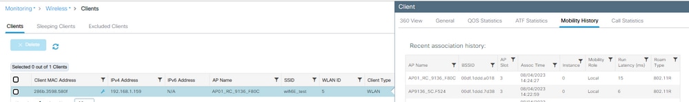 Historial de movilidad de WPA3 Enterprise 802.1x-SHA256 + FT AX211