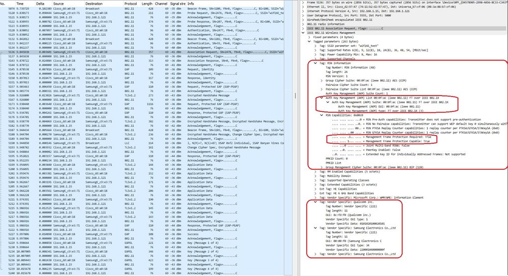 WPA3 Enterprise 802.1x-SHA256 + FT S23 FToTA Roaming event