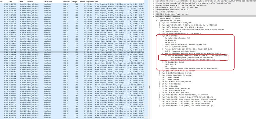 WPA3 Enterprise GCMP128 SUITEB192-1X Beacon