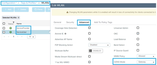 Configurez le SSID en mode passerelle mDNS