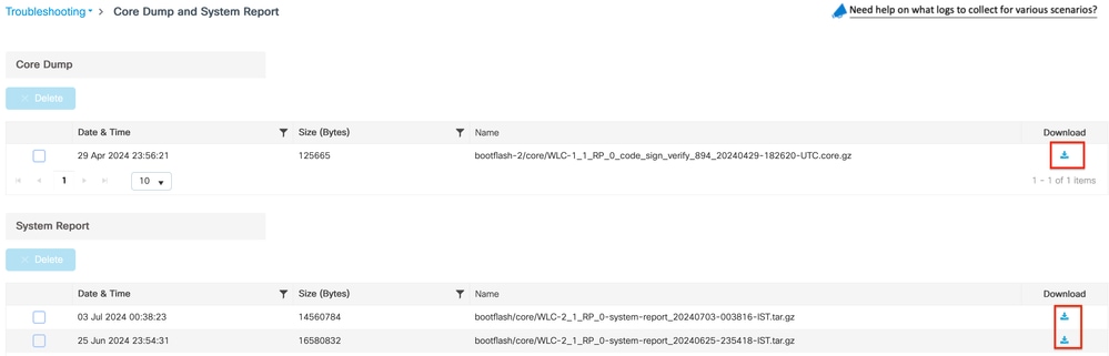 Report sul dump e sul sistema di base