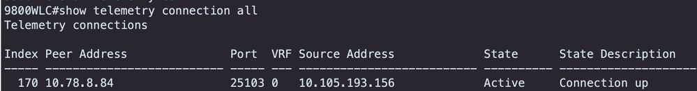 Telemetry Connection Verfication on 9800 WLC