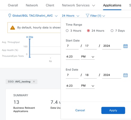 Time Filter to display AVC statistics