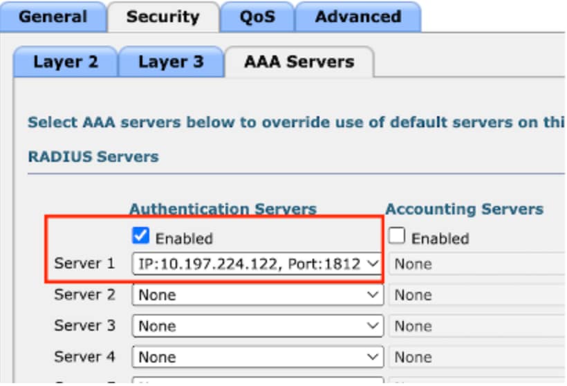 Mappare il server radius al profilo LAN guest