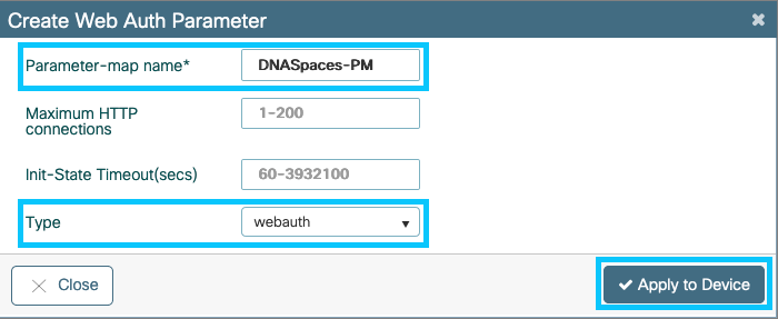 Create a Web Auth Parameter Map on the 9800