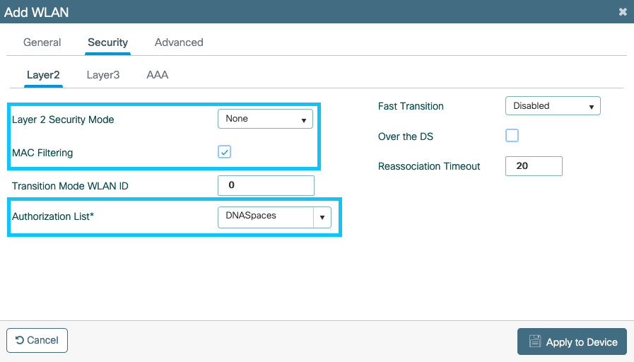 Add a WLAN - L2 Settings