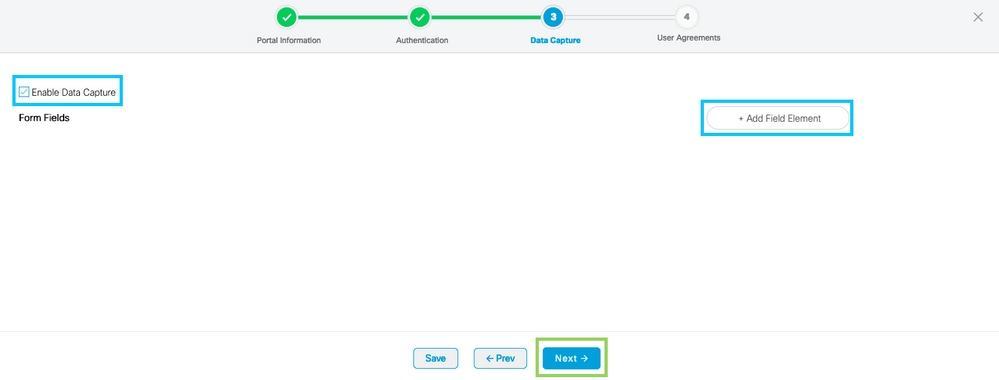 Data Capture Elements Page in DNA Spaces