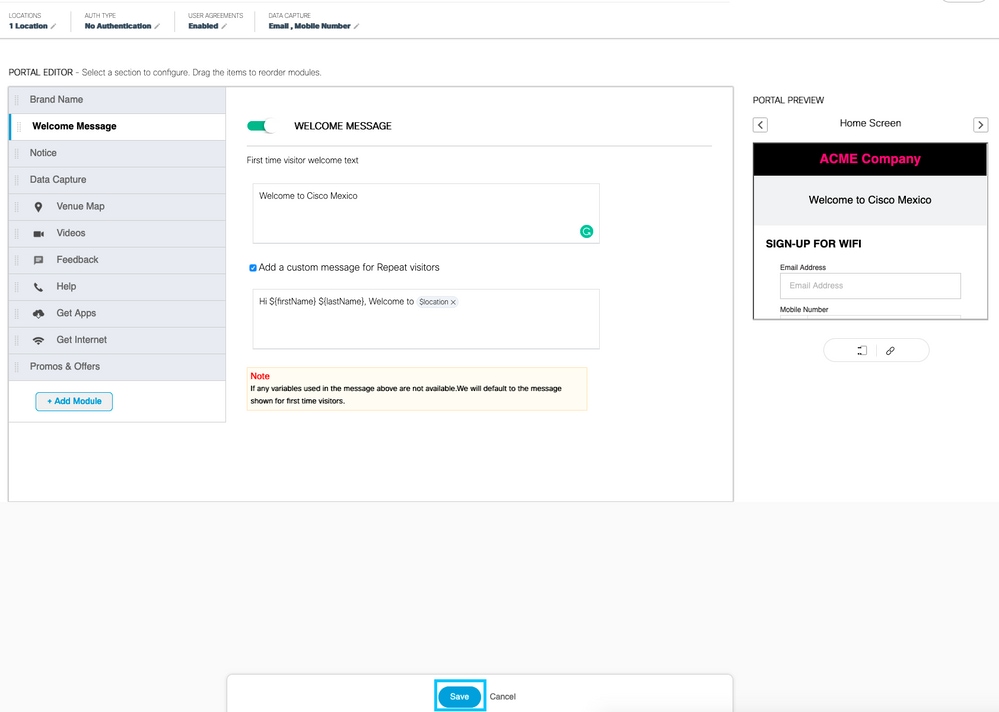 Edit DNA Spaces Portal