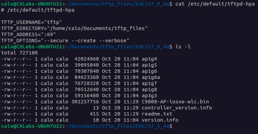 TFTP-configuraties en unzipped files in Ubuntu