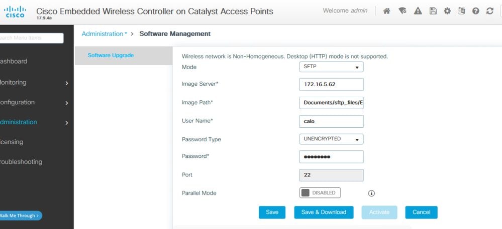 Configuration SFTP dans l'interface utilisateur graphique