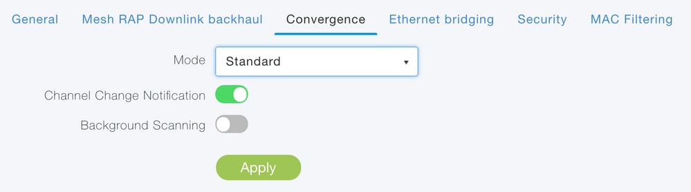 Convergence settings