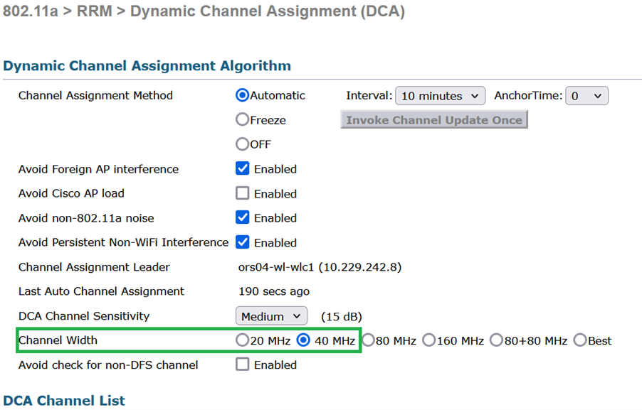 Channel_width impostato su 40 Mhz