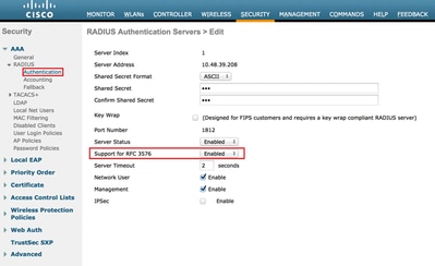 RADIUS Server has RFC3576 Enabled