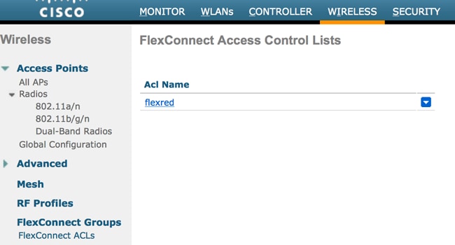 Flexred라는 FlexConnect ACL 생성