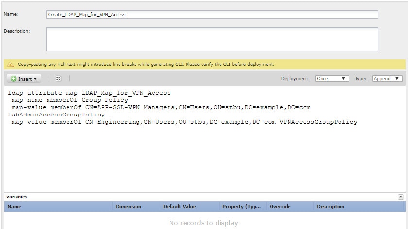 LDAP 특성 맵을 생성하는 FlexConfig 개체입니다.