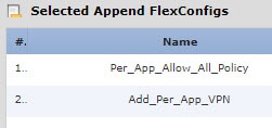 FlexConfig 개체 목록입니다.