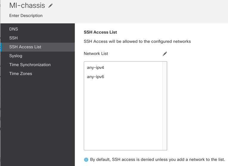 SSH Access List(SSH 액세스 목록)