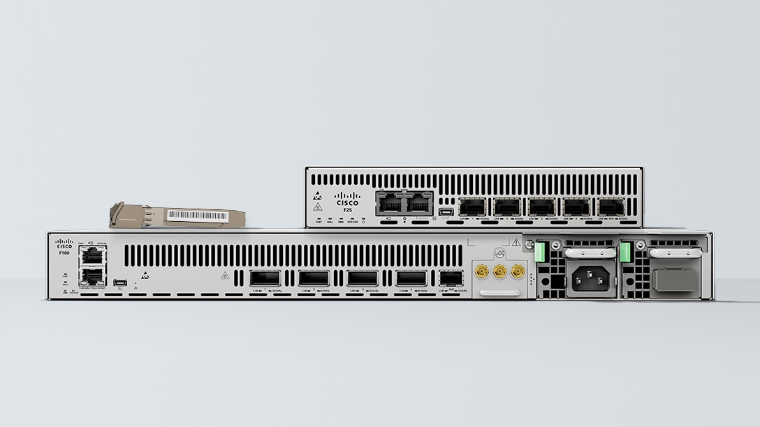 A stack of Cisco Provider Connectivity Assurance sensors, including Assurance Sensor F25, F100, and SFP.