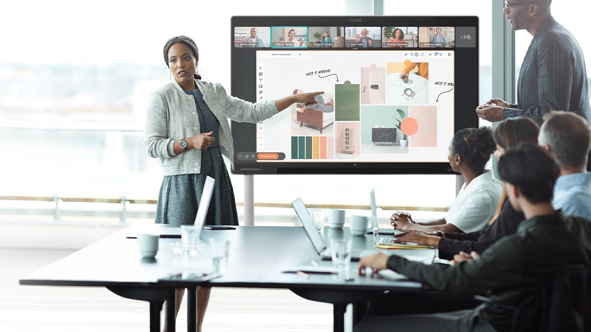 Team of office workers viewing presentation