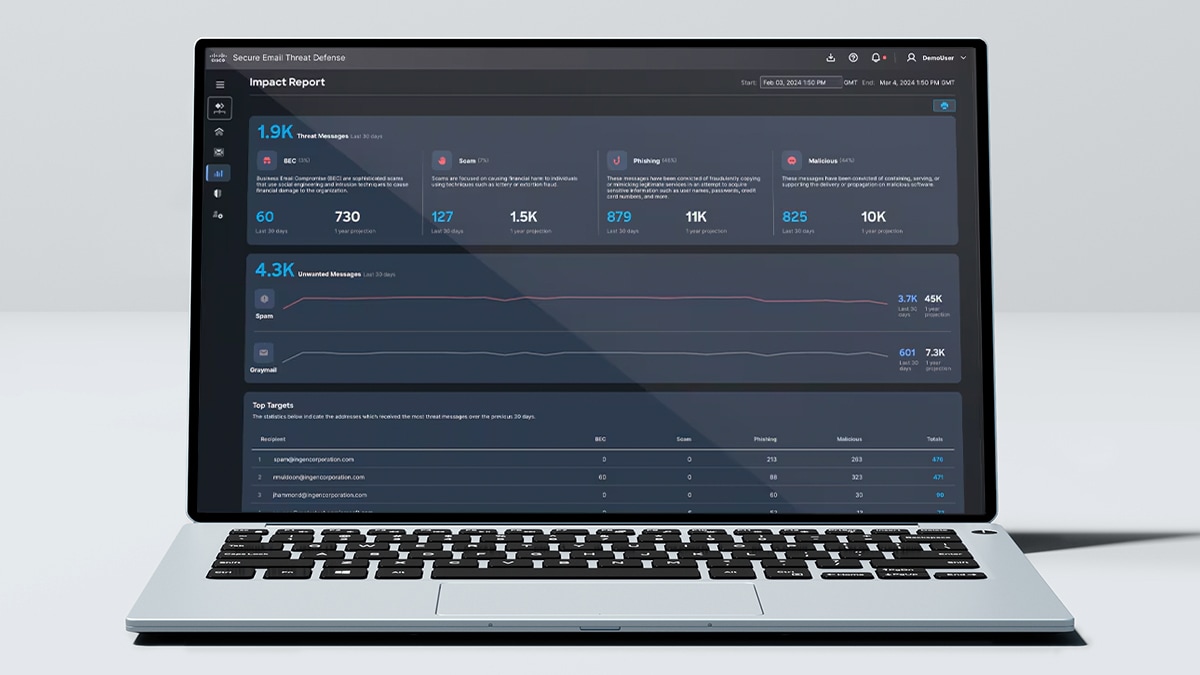 Laptop depicting Cisco Secure Email Threat Defense